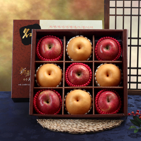 [추석특선][名品] 실속 햇 사과,배 선물세트 3.7kg/9과// 사과(5과),배(4과)