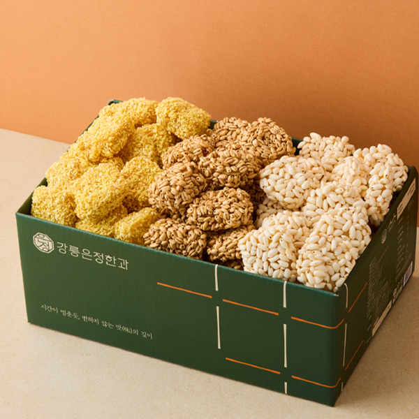 [한과마을] 강릉 수제 한입한과 3종세트/통밥,호박,보리/총600g